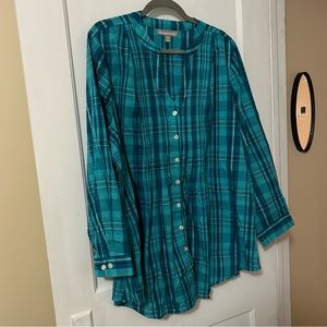 Woman Within 22/24W Plaid Button Top NWOT